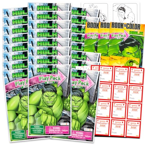 Hulk Valentinstag-Klassenzimmer-Geschenkaustausch-Set – 24 Hulk-Mini-Aktivitätsbücher für Schule, Valentinstag, Kinder, Partygeschenke von Marvel