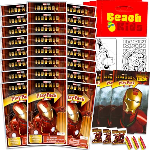 Marvel Iron Man Mini-Partygeschenk-Set für Kinder – Paket mit 24 Mini-Iron Man Grab n Go Spielpackungen mit Malseiten, Aufklebern und mehr (Avengers Birthday Party Supplies) von Marvel