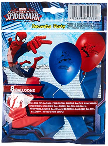 Procos 81536 - Latex-Ballons Spiderman Team Up, 8 Luftballons mit Motiv, Gast-Geschenk, Kinder-Geburtstag, Mottoparty, Karneval von Marvel