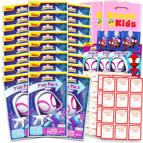 Spider Girl Gwen Stacy Valentinstag Klassenzimmer Geschenkaustausch-Set – 24 Mini-Aktivitätsbücher für Schule, Valentinstag, Kinder, Partygeschenke von Marvel