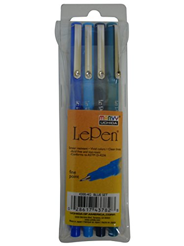 Marvy Uchida LePen Fine Line Marker Set - Blues, 4er Set von Marvy Uchida