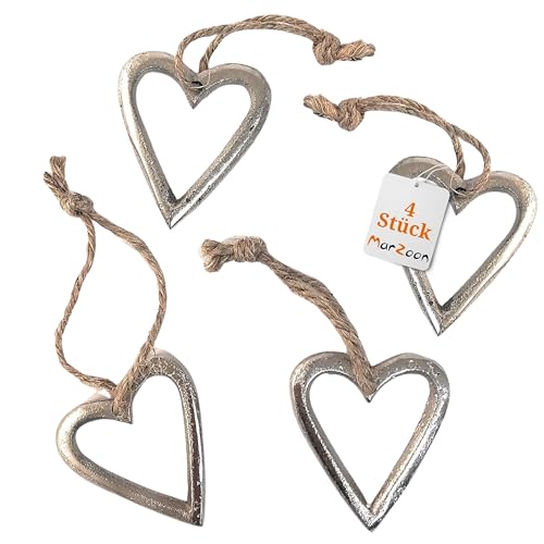 Marzoon 4X Metall Anhänger Herz 4,5 x 5cm - Offene Silberne Metallherzen zum Hängen - Vintage Deko für Geschenke - Mini-Deko - Mitbringsel Marzoon 4X Metall Anhänger Herz 4,5 x 5cm - Offene Silberne Metallherzen zum Hängen - Vintage Deko für Geschenke - Mini-Deko - Mitbringsel von Marzoon