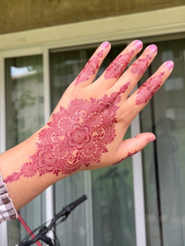 Sofortiger Henna-Tattoo-Aufkleber | Wasserfest Roter Künstlicher Mehendi Aufkleber Kompliziertes Brautentwurfs-Mendhi von MasarteUS