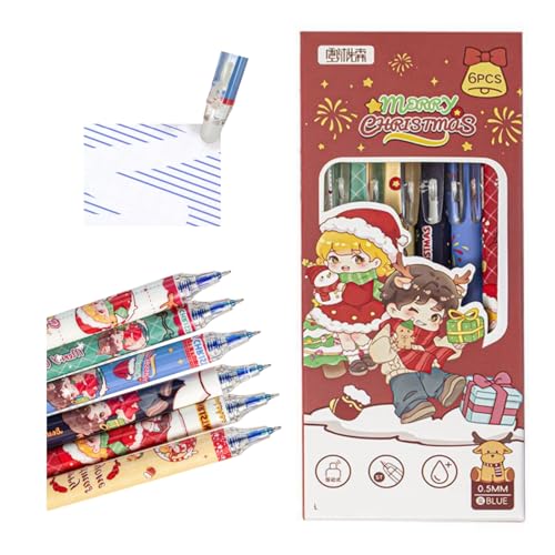 Masinca Radierbarer Kugelschreiber, 6 Stück Radierbare Stifte, Weihnachten Stifte Löschbares, Special löschbare Tintenstifte, Erasable Pen, Stifte Radierbar, Weihnachten, Schulsachen für Kinder von Masinca