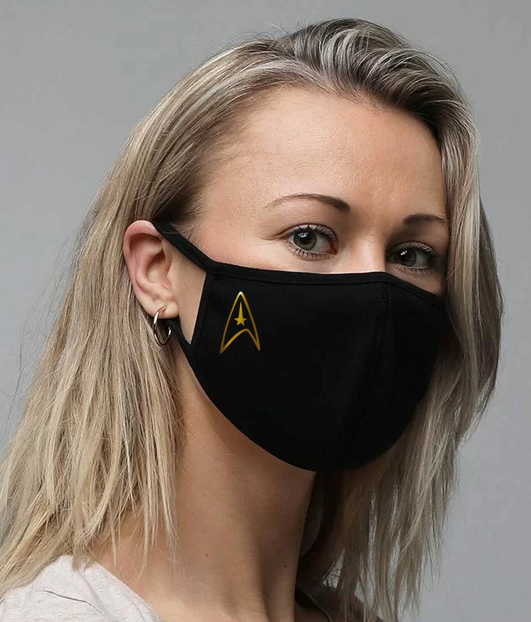 Star Trek Starfleet Gold Logo V1 Fashion Face Mask Baumwolle, Waschbar, Wiederverwendbar, Atmungsaktiv, Hautfreundlich, Antitröpfchen von MaskedHeroesStore