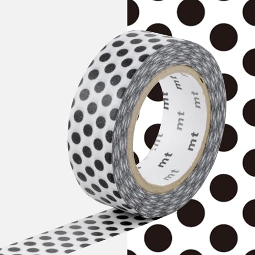 Masking Tape Dekoratives Klebeband mit Punkten - Schwarz - 1,5 cm x 7 m von Masking Tape (MT)