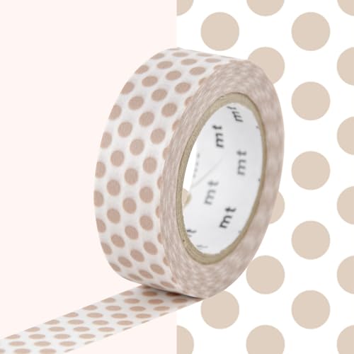 Masking Tape Dekoratives Klebeband mit Punkten - Beige - 1,5 cm x 7 m von Masking Tape