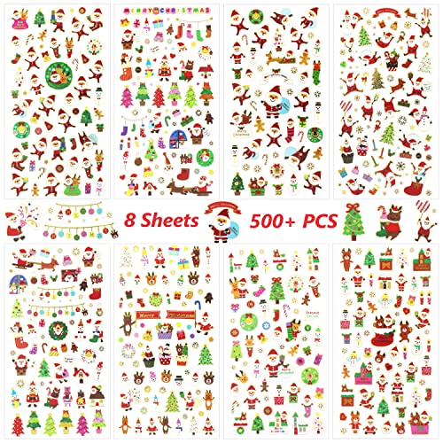 Masper 8 Blatt Weihnachtssticker, über 500 Mini Goldfolie Weihnachtsaufkleber für Kinder Weihnachtsdeko Scrapbooking DIY Kunsthandwerk Basteln von Masper