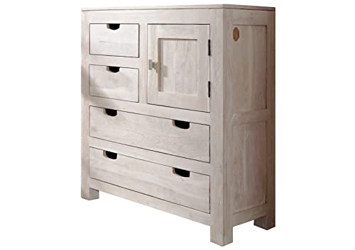 Akazie massiv Möbel Holz Kommode Sideboard Massivmöbel Nature White #87 getüncht von Massivmoebel24.de