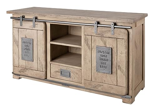 Sideboard Kommode 128cm 2 Türen 2 Schubladen Mangoholz Holz massiv geweißt von Massivmoebel24.de