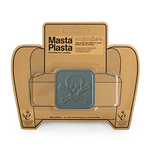 MastaPlasta Leder-Reparaturflicken selbstklebend Premium. Pirat 5cmx5cm. Wählen Sie Farbe. Erste Hilfe für Sofas, Autositze, Handtaschen, Jacken usw von MastaPlasta