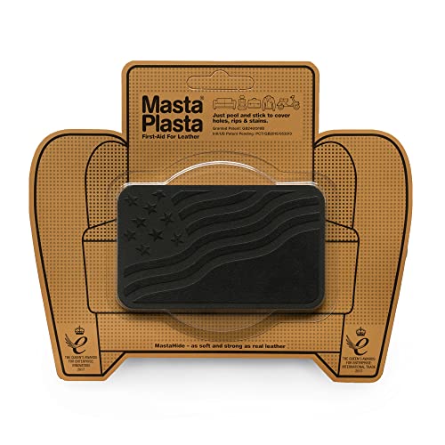 MastaPlasta Premium Wildleder Flicken Selbstklebend - Schwarz Wildleder - 10cm x 6cm. Design: Flagge. Dekoration oder Reparatur für Sofas, Autositze, Handtaschen, Jacken von MastaPlasta