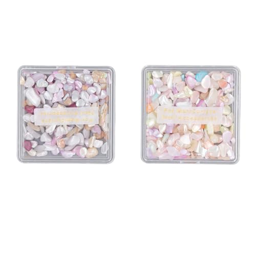 2 Schachteln Muschelscheiben Zubehör für unregelmäßige Nail Art bunt Aurora Glitter Nail Art Pailletten Dekoration Schmuck für Nägel UV-Gel DIY von Masyrt