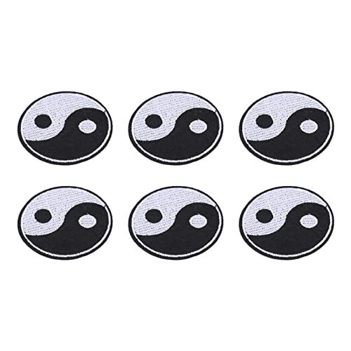 6 x Yin-Yang-Aufnäher, Tai Chi Muster, DIY-Kleidungsaufnäher, Individuation, Baumwolle, Nähflicken für Hemd, Paket, Hut, Geldbörse von Masyrt