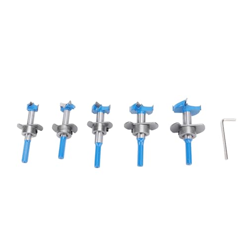 Hex -Schaft -Bitbits Einstellbarer Lochöffner Set, 5pcs für Verdeckte Scharnier -Installation 15 Mm 20 Mm 25 Mm 30 Mm 35 Mm, Niedriger Schneidverstopfung, YG8 -Legierungskopf mit von Masyrt