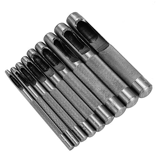 Leher Lederlocher 19X12X2 9-teiliges Locher-Set für Leder, Locher für Gürtel, Handwerkswerkzeug aus Leder, 2,5-10 mm von Masyrt