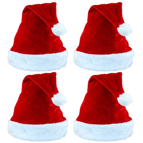 Masyrt Santa Hs H, 15 * 10 * 5 4 Stück Weihnachtsmützen Erwachsene Weihnachtsmütze Winter Plüschmütze Unisex Komfort Weihnachtsmützen Kostüm Zubehör (Rot) von Masyrt