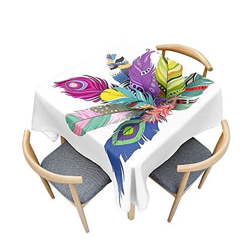 Mateju 3D-Feder Tischdecke, Platz Tischtuch Indoor Tischdecke Waschbares Polyester Tischdecken Tisch Schutz für Thema Abendessen (100x100cm,Bunt) von Mateju