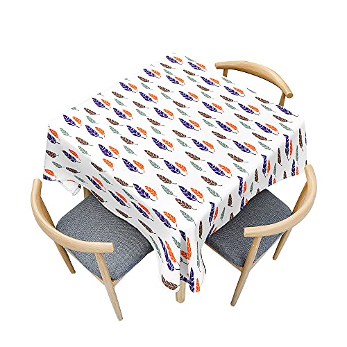 Mateju 3D-Feder Tischdecke, Platz Tischtuch Indoor Tischdecke Waschbares Polyester Tischdecken Tisch Schutz für Thema Abendessen (100x100cm,Feder 1) von Mateju