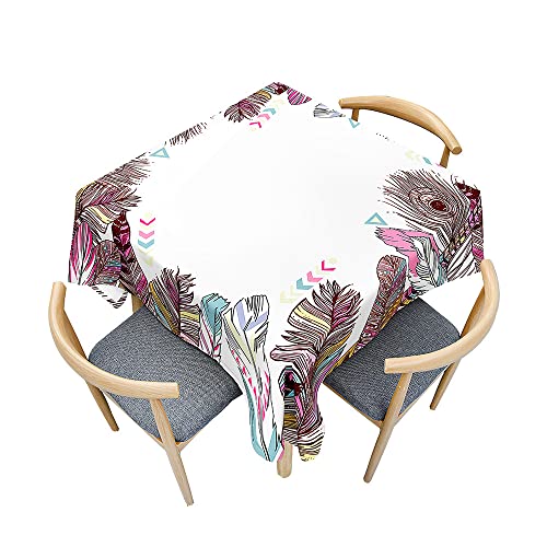 Mateju 3D-Feder Tischdecke, Platz Tischtuch Indoor Tischdecke Waschbares Polyester Tischdecken Tisch Schutz für Thema Abendessen (100x100cm,Pfau) von Mateju