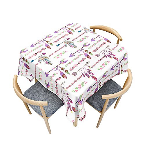 Mateju 3D-Feder Tischdecke, Platz Tischtuch Indoor Tischdecke Waschbares Polyester Tischdecken Tisch Schutz für Thema Abendessen (120x120cm,Pfeil) von Mateju