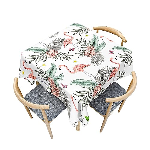 Mateju Flamingo Tischdecke Abwaschbar Tischtuch Gartentischdecke, Outdoor Indoor Tischdecke Platz Tischdecken, Tisch Schutz für Geburtstag Hochzeit Festival (100x100cm,Frühling) von Mateju