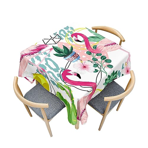 Mateju Flamingo Tischdecke Abwaschbar Tischtuch Gartentischdecke, Outdoor Indoor Tischdecke Platz Tischdecken, Tisch Schutz für Geburtstag Hochzeit Festival (90x90cm,Liebe) von Mateju