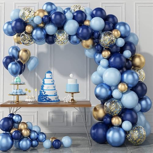 Mateju Luftballons Girlande Set, Dunkelblau Gold 97 Stück Luftballon Girlande Bogen Set Luftballon Party Set Ballonbogen Kit Set Baby Party Dekoration Luftballons für Geburtstag (Marine Stil) von Mateju