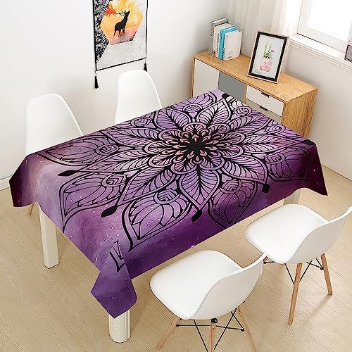 Mateju Mandala Tischdecke Abwaschbar Gartentischdecke, Outdoor Indoor Tischdecke Eckig Tischdecken Tischtuch Tisch Schutz für Geburtstag Hochzeit Festival (100x140cm,Lila) von Mateju