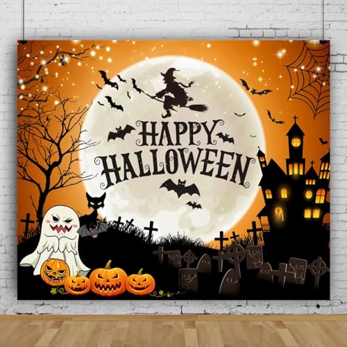 Mateju Party Dekoration Halloween Drucken Fotoleinwand Hintergrund, Vinyl Geburtstag Fotohintergrund Tuch, Poster Foto Stand Hintergrund, Geburtstagsdeko (150x100 cm,Mond) von Mateju