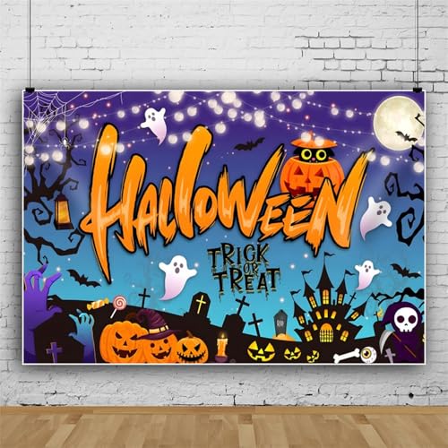 Mateju Party Dekoration Halloween Drucken Fotoleinwand Hintergrund, Vinyl Geburtstag Fotohintergrund Tuch, Poster Foto Stand Hintergrund, Geburtstagsdeko (180x120 cm,Blau) von Mateju