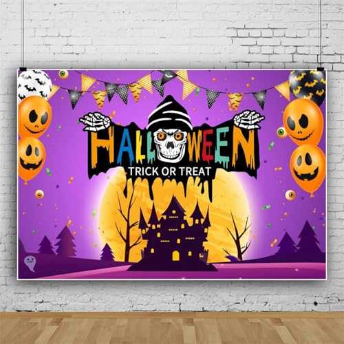 Mateju Party Dekoration Halloween Drucken Fotoleinwand Hintergrund, Vinyl Geburtstag Fotohintergrund Tuch, Poster Foto Stand Hintergrund, Geburtstagsdeko (300x200 cm,Skeleton) von Mateju