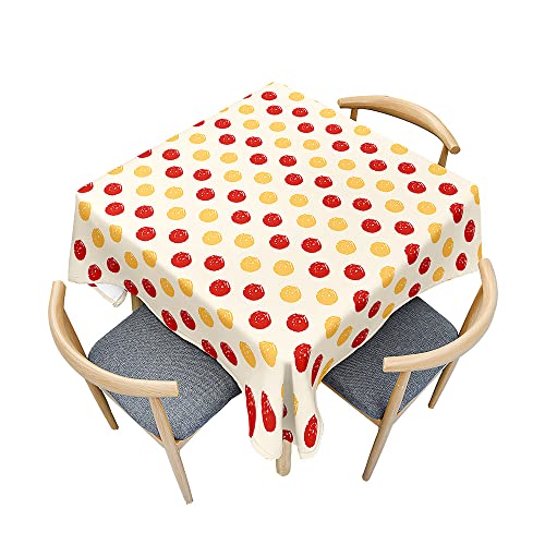 Mateju Platz Tischdecke Abwaschbar Gartentischdecke, 3D Polka Dot Tischdecke Polyester Tischdecken Tischtuch, Tisch Schutz für Weihnachtsfeier Party, Küche (40x40cm,Rot-Gelb-Punkt) von Mateju