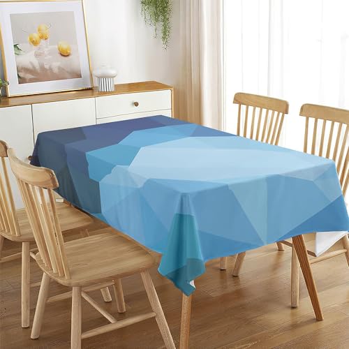 Mateju Rechteckig Tischdecke, 3D Geometrisch Gartentischdecke Indoor Tischdecke Eckig Tischdecken Tischtuch Tisch Schutz für Festival Geburtstag Hochzeit (100x140cm,Blau) von Mateju