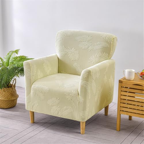 Mateju Sesselbezug Stretch Sofa Überzug Druckt Sesselhusse mit Armlehne, Samtstoff Sessel Bezug Sesselbezüge Abnehmbar und Waschbar Antirutsch Hussen Für Sessel (beige Federn) von Mateju