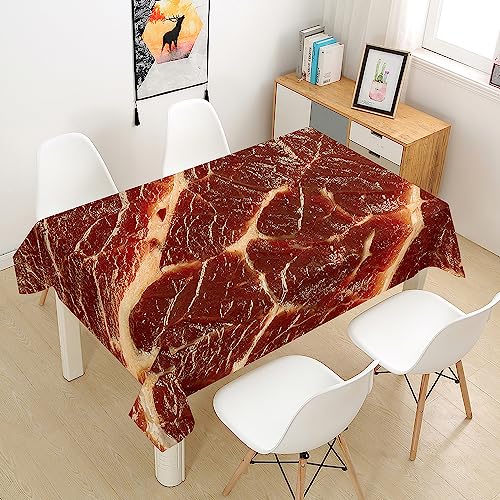 Mateju Steak Tischdecke Abwaschbar Gartentischdecke, Outdoor Indoor Tischdecke Eckig Tischdecken Tischtuch, Tisch Schutz für Geburtstag Hochzeit Festival (150x210cm,Rohes Fleisch) von Mateju