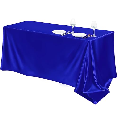 Mateju Tischrock Stehtisch Husse Rechteckige, 2 Stück Satiniertes Tischdecke für Partei, Feiern Veranstaltungen Hochzeit Dekoration Party für Bankett Hochzeit Geburtstag (Blau,145x145cm) von Mateju