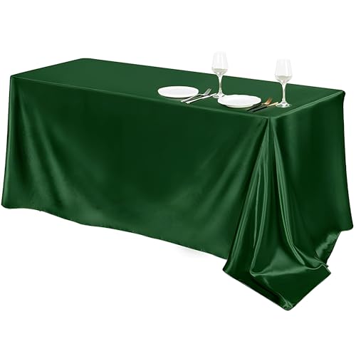 Mateju Tischrock Stehtisch Husse Rechteckige, 2 Stück Satiniertes Tischdecke für Partei, Feiern Veranstaltungen Hochzeit Dekoration Party für Bankett Hochzeit Geburtstag (Olivgrün,147x259cm) von Mateju