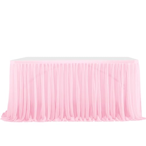 Mateju Tüll Tischrock Tischdekoration Hochzeit Waschbare Tischrock, Feiern Veranstaltungen Hochzeit Dekoration Party für Bankett Hochzeit Geburtstag (14FT,Rosa) von Mateju