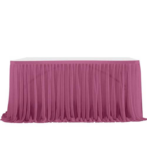 Mateju Tüll Tischrock Tischdekoration Hochzeit Waschbare Tischrock, Feiern Veranstaltungen Hochzeit Dekoration Party für Bankett Hochzeit Geburtstag (4FT,Fuchsia rosa) von Mateju