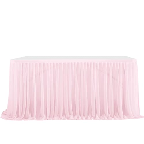 Mateju Tüll Tischrock Tischdekoration Hochzeit Waschbare Tischrock, Feiern Veranstaltungen Hochzeit Dekoration Party für Bankett Hochzeit Geburtstag (4FT,Helles Rosa) von Mateju