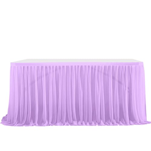 Mateju Tüll Tischrock Tischdekoration Hochzeit Waschbare Tischrock, Feiern Veranstaltungen Hochzeit Dekoration Party für Bankett Hochzeit Geburtstag (4FT,Helles Violett) von Mateju