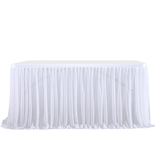 Mateju Tüll Tischrock Tischdekoration Hochzeit Waschbare Tischrock, Feiern Veranstaltungen Hochzeit Dekoration Party für Bankett Hochzeit Geburtstag (4FT,Weiß) von Mateju