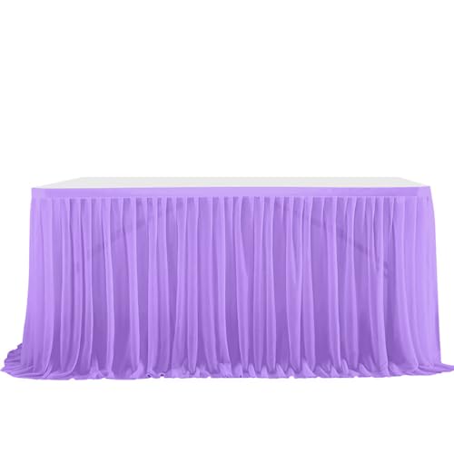 Mateju Tüll Tischrock Tischdekoration Hochzeit Waschbare Tischrock, Feiern Veranstaltungen Hochzeit Dekoration Party für Bankett Hochzeit Geburtstag (6FT,Violett) von Mateju