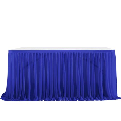 Mateju Tüll Tischrock Tischdekoration Hochzeit Waschbare Tischrock, Feiern Veranstaltungen Hochzeit Dekoration Party für Hochzeit Bankett Geburtstag (Blau2,4FT) von Mateju