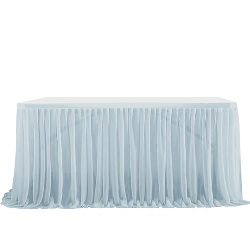 Mateju Tüll Tischrock Tischdekoration Hochzeit Waschbare Tischrock, Feiern Veranstaltungen Hochzeit Dekoration Party für Hochzeit Bankett Geburtstag (Graublau,4FT) von Mateju