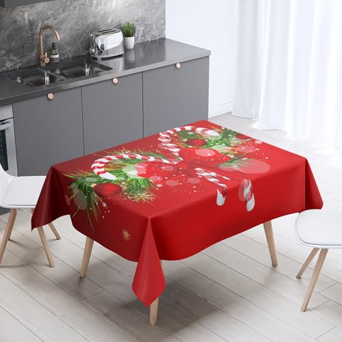 Mateju Wasserdicht Rechteckig Tischdecke, 3D Weihnachten Gartentischdecke Tischdecke Kratzfest Tischdecken Tischtuch Polyester Tisch Schutz für Weihnachten-Party (Blauer Stock,140x220cm) von Mateju