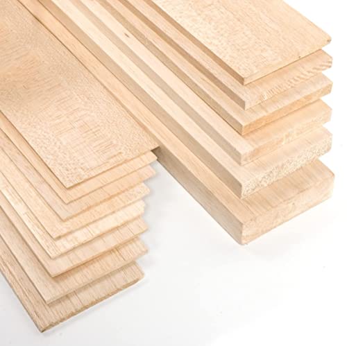 Materia Prima Balsa-Holz für Bastel- und Kunstprojekte, leichtes Holzbrett für Modellbau und Modellbau, leicht geschnittenes Holzbrett, 10 x 100 cm, Dicke 2 mm (2 pack) von Materia Prima