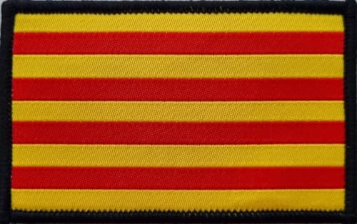 MateyCo Catalonia Klettverschluss-Aufnäher, offiziell gewebt, 8 cm x 5 cm, für Rucksack, Weste, Mützen. Aufnäher für Militär- und Bikerbekleidung (Katalonien) von MateyCo