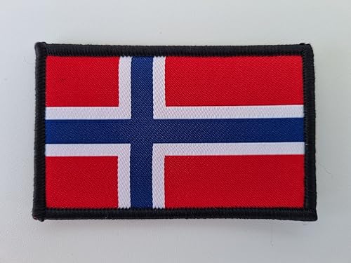 MateyCo Klettverschluss Norwegen Flagge Offiziell gewebt 8 cm x 5 cm für Rucksack, Weste, Mützen, Militär- und Motorradbekleidung (Norwegen) von MateyCo